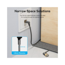 Патч-корд 1м STP cat 8 RJ-45 90° corner black Vention (IKLBF)
