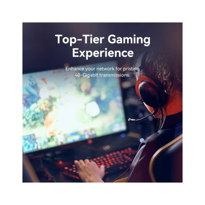 Патч-корд 1м STP cat 8 RJ-45 90° corner black Vention (IKLBF)