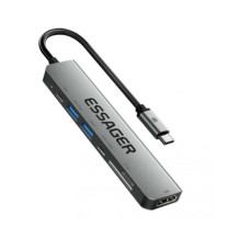 Концентратор Essager USB-C 7-in-1 HDMI + USB 3.2 + USB-C + SD/TF gray (EHB07-QH0G-Z)