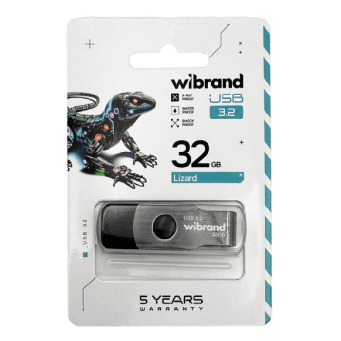 USB флеш накопичувач Wibrand 32GB Lizard Black USB 3.2 (WI3.2/LI32P9B)