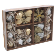 Ялинкова іграшка Chomik пластикові прикраси мікс, 24 шт, срібний, шампань (5900779897205)