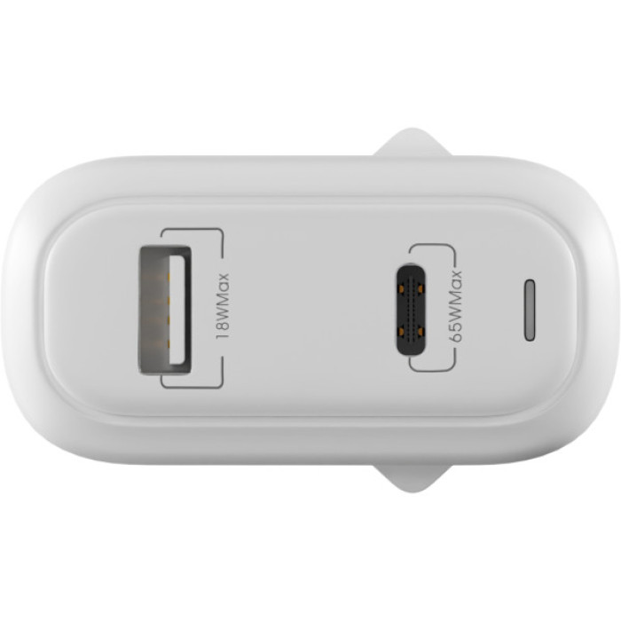 Зарядний пристрій Globex GaN 1xUSB + 1xUSB-C 65W FastPower white (GaN65WAC)