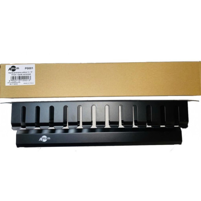 Кабельний організатор Atcom 19" 1U гребінчатий, цільнометалевий (P0001)