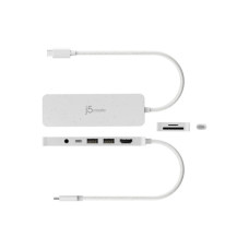 Концентратор J5create USB-C 6-in-1 2xUSB 3.2 + USB-C PD + HDMI 4K + SD/TF + 3.5mm white (JCD373EW-N)
