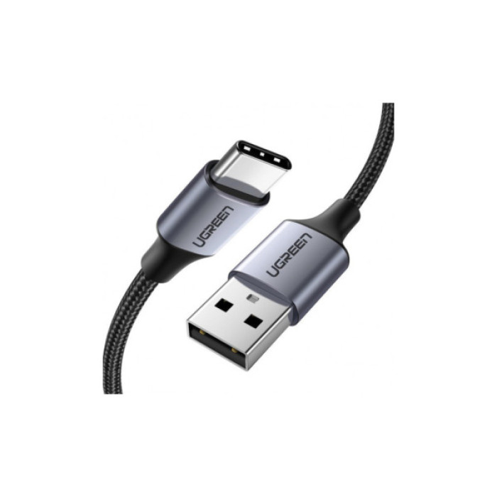 Дата кабель USB 2.0 AM to USB-C 0.25m 3A aluminum braid nickel plating black Ugreen (60124)