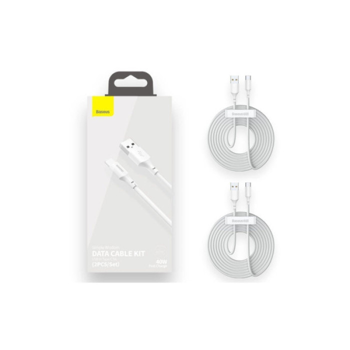 Дата кабель USB 2.0 AM to USB-C 1.5m 5A Simple WisdomKit (2PCS) white Baseus (TZCATZJ-02)