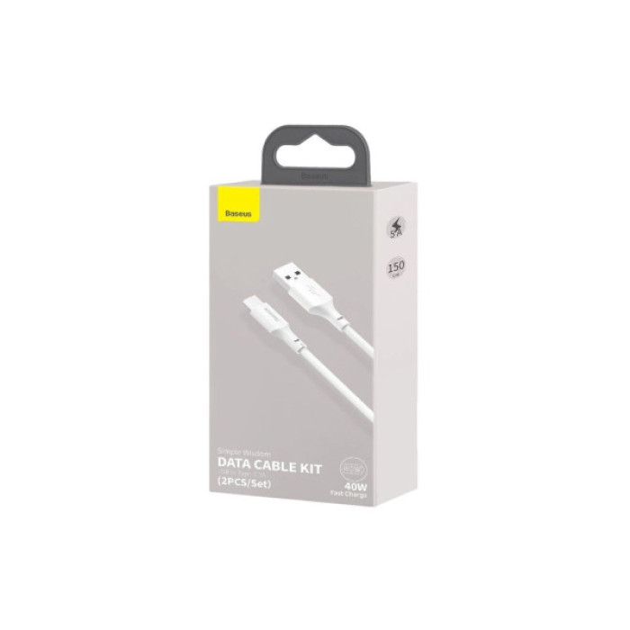 Дата кабель USB 2.0 AM to USB-C 1.5m 5A Simple WisdomKit (2PCS) white Baseus (TZCATZJ-02)