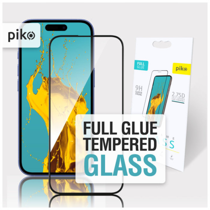 Скло захисне Piko Full Glue Apple iPhone 16 Plus Black (1283126593390)
