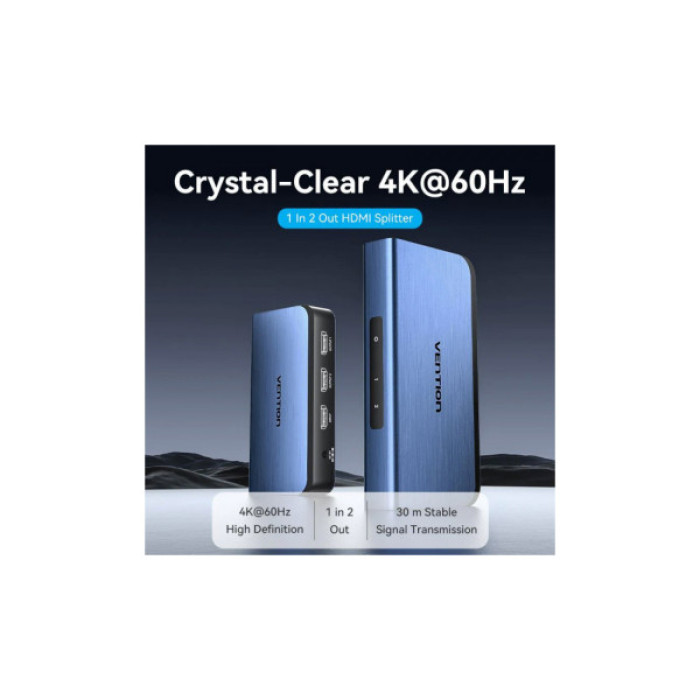 Спліттер VENTION HDMI 2.0 UHD 4K 60Hz 3D, HDCP 1in x 2out ports (AKEL0-EU)