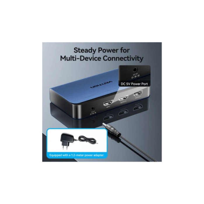 Спліттер VENTION HDMI 2.0 UHD 4K 60Hz 3D, HDCP 1in x 2out ports (AKEL0-EU)