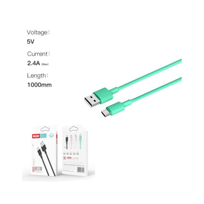 Дата кабель USB 2.0 AM to Micro 5P 1.0m 2.4A green XO (NB156-M-GR)