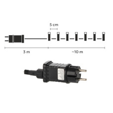 Гірлянда Chomik 200 LED 10м, теплий білий, IP44, від мережі (5900779879478)