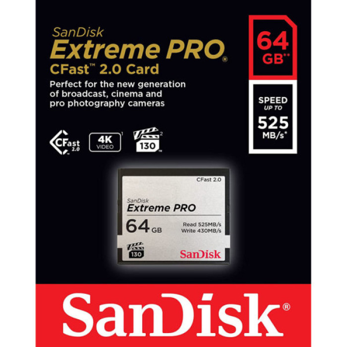 Карта пам'яті SanDisk 64GB CFast 2.0 Extreme Pro (SDCFSP-256G-G46D)