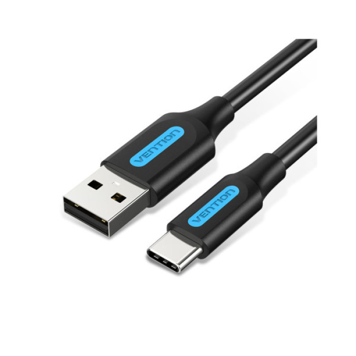 Дата кабель USB 2.0 AM to USB-C 1.0m 3A black Vention (COKBF)