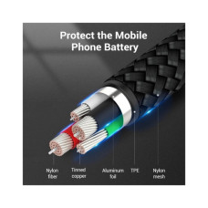 Дата кабель USB 2.0 AM to USB-C 1.0m 3A black Vention (COKBF)