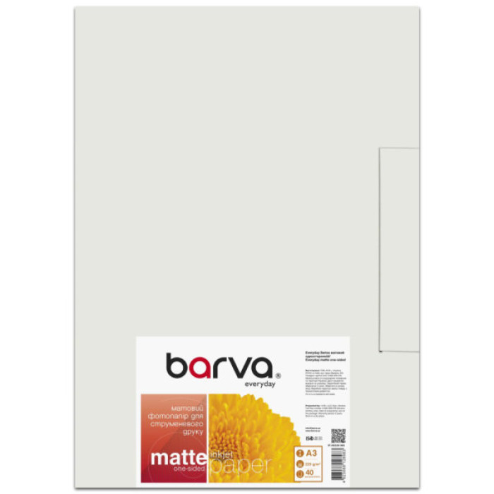 Фотопапір Barva A3, Everyday, Matte, 220 g/m2, 40c (IP-AE220-383)