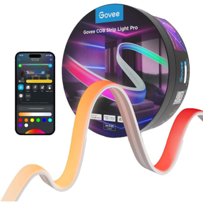 Світлодіодна стрічка Govee H61E5 COB Strip Light Pro 3m RGBIC+W WI-FI/Bluetooth white (H61E53D1)