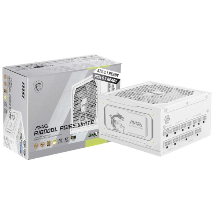 Блок живлення MSI 1000W (MAG A1000GL PCIE5 WHITE)