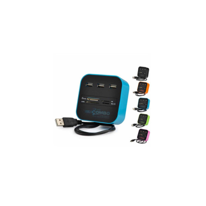 Концентратор Voltronic USB 2.0 to 3xUSB 2.0 + SD/MMC/TF/M2 blue/black (CUB3-Bl)
