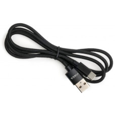 Дата кабель USB 2.0 AM to USB-C 1.0m nylon black Vinga (VCPDCTCNB1BK)
