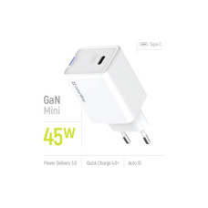 Зарядний пристрій ColorWay GaN Mini 45W PD Port PPS USB-C white (CW-CHS057PD-WT)