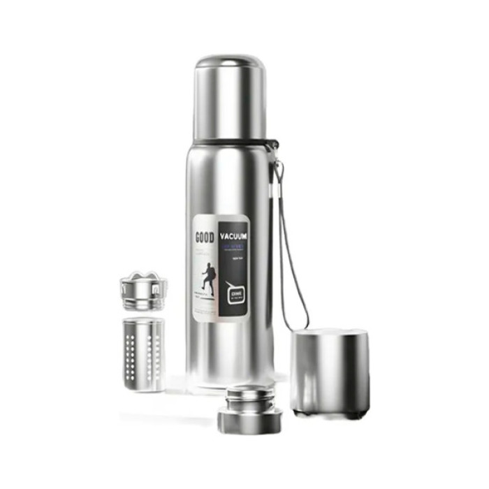 Термос Merlion з ситечком та чашкою 1,5 л, сталевий (ZK-127-1500Grey)