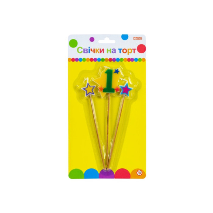 Свічка Maxi Stars "1" висотою 4,5 см, 3 шт. (MX620080-1)