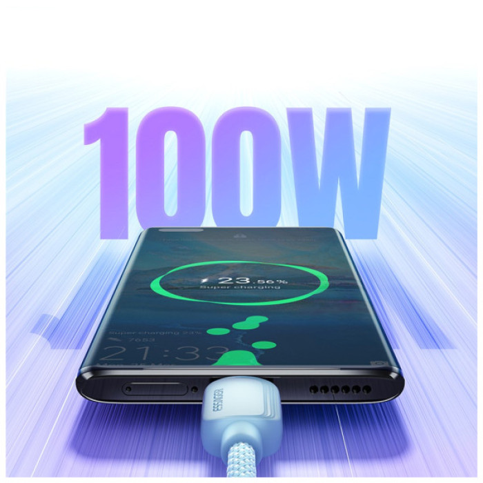 Дата кабель USB 2.0 AM to USB-C 1.0m 100W blue Essager (EXC7A-WL03-P)