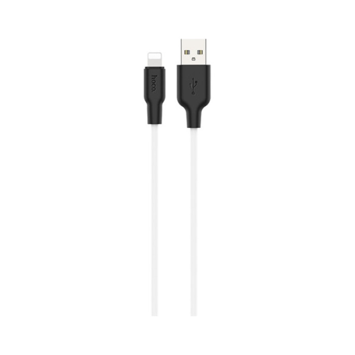 Дата кабель USB 2.0 AM to Lightning 1.0m 2.4A silicone X21 black+white HOCO (6931474711816)