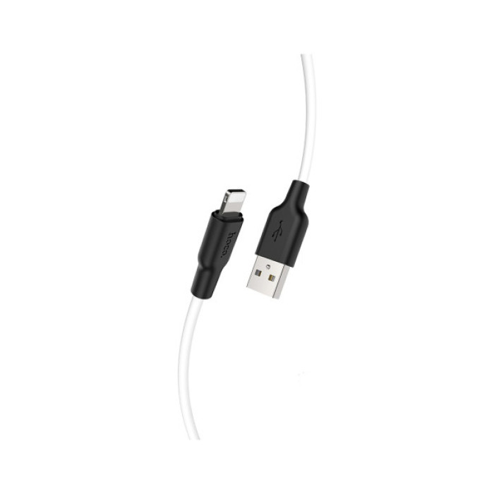 Дата кабель USB 2.0 AM to Lightning 1.0m 2.4A silicone X21 black+white HOCO (6931474711816)