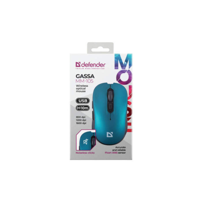 Мишка Defender Gassa MM-105 Wireless Turquoise (52102)