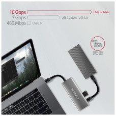 Концентратор AXAGON USB-C to 2xUSB-A + 2xUSB-C + HDMI 0.13m gray (HMC-5G2)