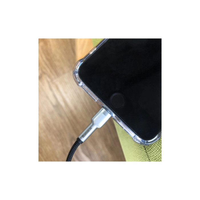 Дата кабель USB 2.0 AM to Lightning 1.0m Cafule Series Metal 2.4A White Baseus (CALJK-A02)