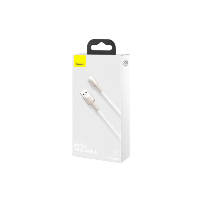 Дата кабель USB 2.0 AM to Lightning 1.0m Cafule Series Metal 2.4A White Baseus (CALJK-A02)