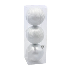 Ялинкова іграшка Chomik пластикові кульки 3 шт, 8см, сріблясті (5900779893870_1)