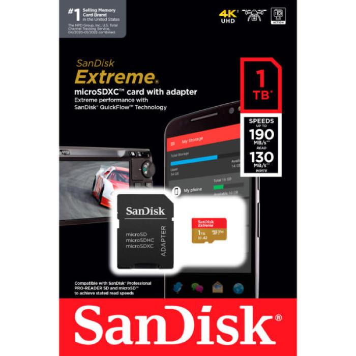 Карта пам'яті SanDisk 1TB microSD class 10 UHS-I U3 V30 Extreme (SDSQXAV-1T00-GN6MA)