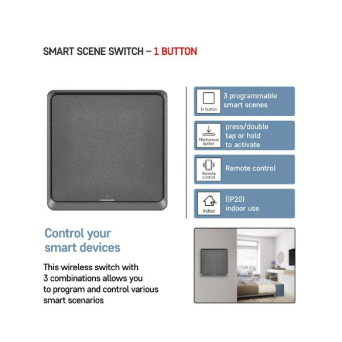 Розумний вимикач EMOS H5014 1 buttons ZigBee 3.0 (H5014)