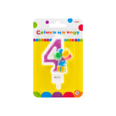 Свічка Maxi двостороння "4" із зображенням надувних кульок висотою 7,62 см (MX622069-4)