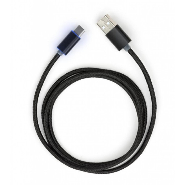 Дата кабель USB 2.0 AM to USB-C 1.0m LED black Vinga (VCPDCTCLED1BK)