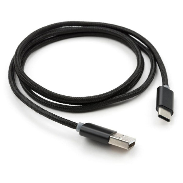 Дата кабель USB 2.0 AM to USB-C 1.0m LED black Vinga (VCPDCTCLED1BK)