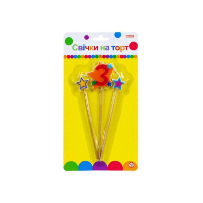 Свічка Maxi Stars "3" висотою 4,5 см, 3 шт. (MX620080-3)