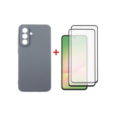 Чохол до мобільного телефона Dengos Kit Samsung Galaxy A56 Carbon + 2 pcs glass (Grey) (DG-CTG2P-09)