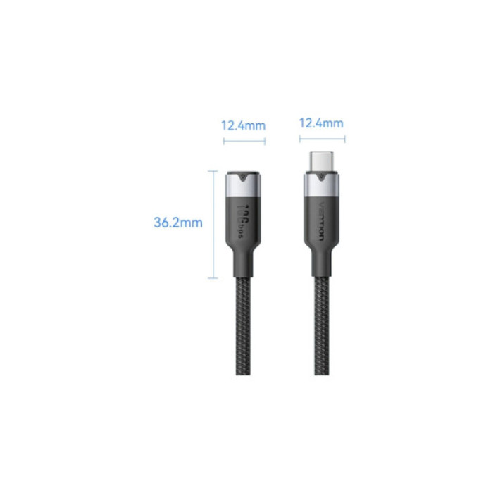 Дата кабель USB-C M/F 1.0m 100W 10Gbps 4K60Hz Vention (TRFBF)