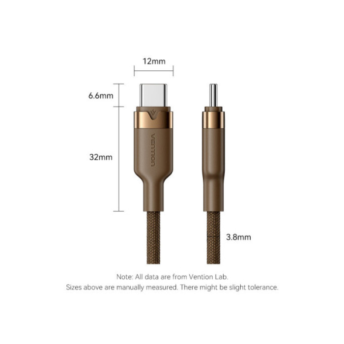 Дата кабель USB-C to USB-C 1.0m 3A aluminum gold Vention (TRDJF)