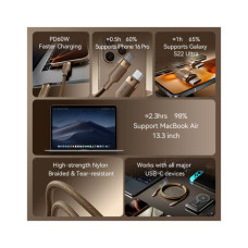 Дата кабель USB-C to USB-C 1.0m 3A aluminum gold Vention (TRDJF)