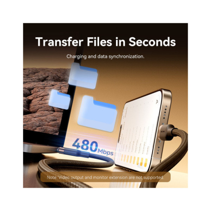 Дата кабель USB-C to USB-C 1.0m 3A aluminum gold Vention (TRDJF)