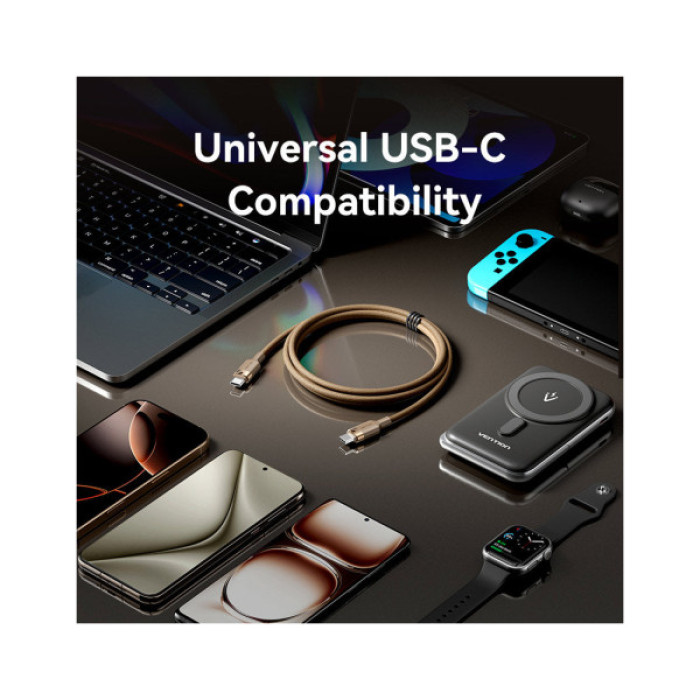 Дата кабель USB-C to USB-C 1.0m 3A aluminum gold Vention (TRDJF)