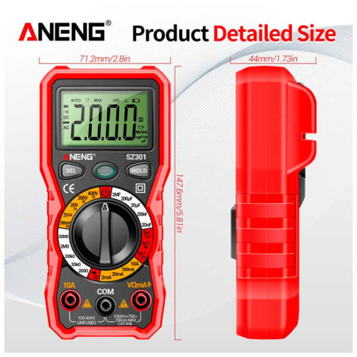 Цифровий мультиметр ANENG SZ301, V, A, R, C (SZ301)
