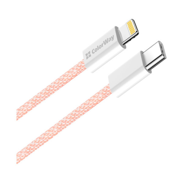 Дата кабель USB-C to Lightning 1.0m 27W pink ColorWay (CW-CBPDCL061-P)