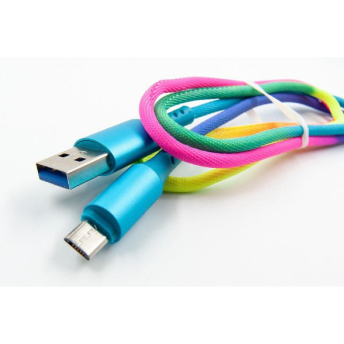 Дата кабель USB 2.0 AM to Micro 5P 1.0m rainbow Dengos (NTK-M-SET-RAINBOW)